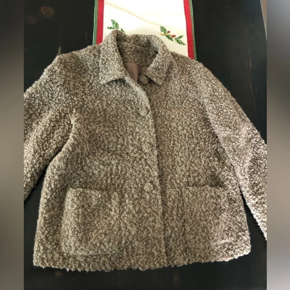 Elliott Lauren Wool Blend Tan Blazer Jacket Button Closure M Designer Neutrals